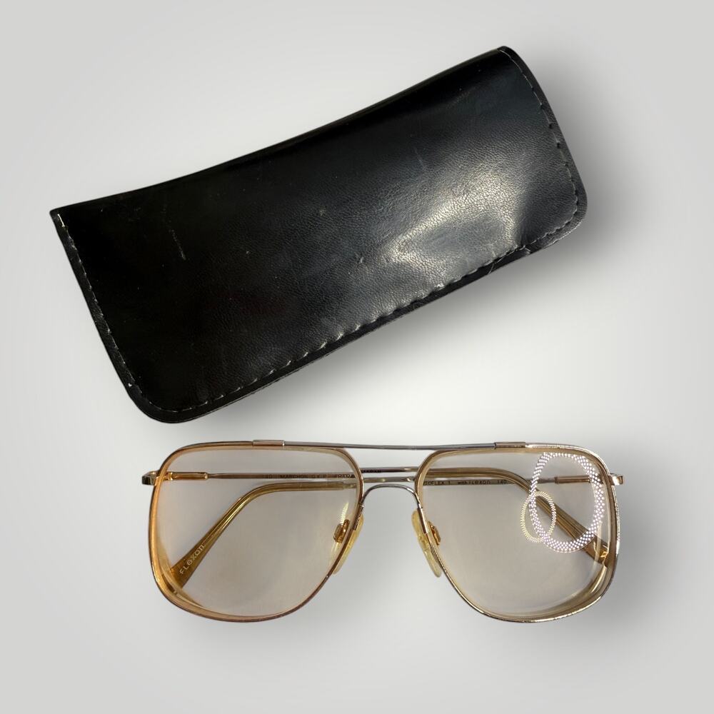 Vintage Marchon G.E.P. Autoflex 1 Flexon Eyeglasses Gold Tone Aviator Japan 140